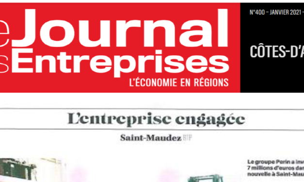 Article du Journal des Entreprise du 30 novembre 2020 : « Perin  soigne l’empreinte carbone de ses parpaings Par Julien Uguet »